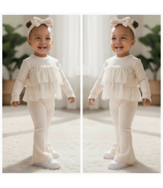 Rib flared Set - Beige