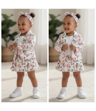 3-delige roses set - roze/wit