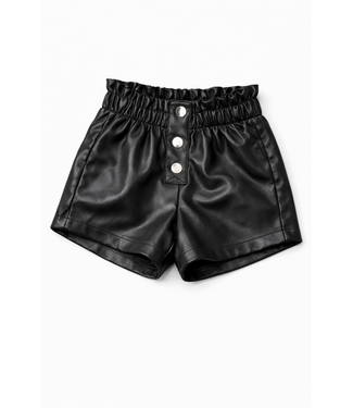 Draakjes en Boefjes Leatherlook button short - Zwart