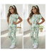 Dirkje  2-delige flared set & haarband - Light aQua