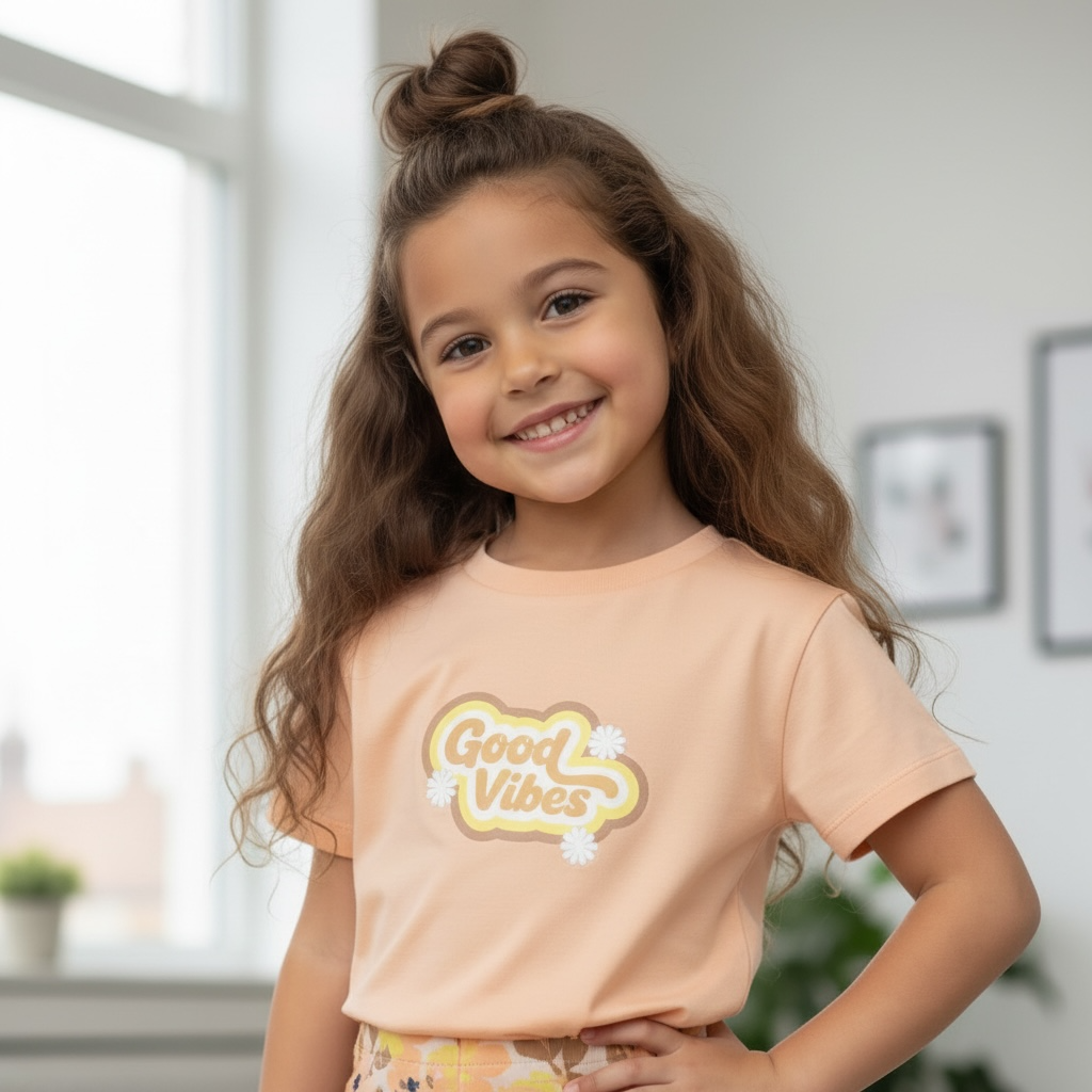 T-Shirt - Good Vibes Peach