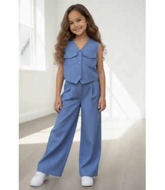 Denim gilet & Pantalon Set - Blauw