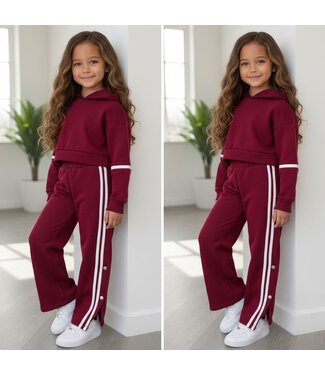 Draakjes en Boefjes Button & Stripe Joggingset - Bordeaux