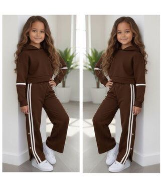 Draakjes en Boefjes Button & Stripe Joggingset - Marron