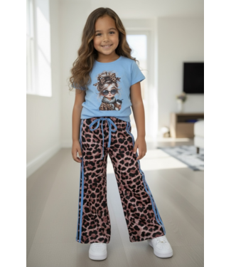 Leopard Girly Pants Set - Blauw