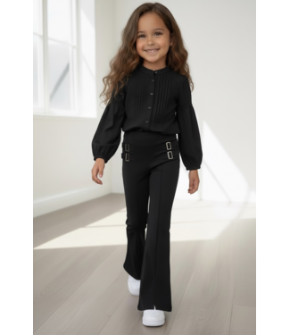 Flared Split Pants - Zwart