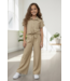Beige Blouse & Wide Leg Broek Set