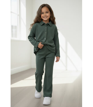 Corduroy blouse & flared set - Khaki