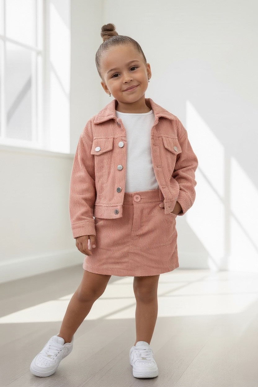 Corduroy Set (Jasje & Rokje) - Coral