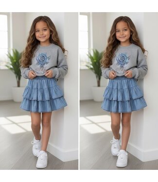 Flower skirt Set - Grijs