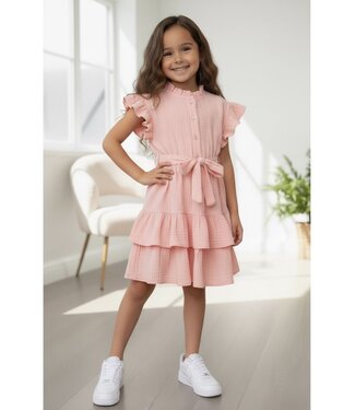 Mousseline Ruffle dress  - Zalm