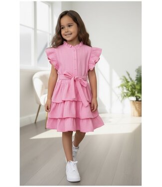 Mousseline Ruffle dress  - Roze