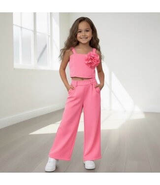 Flower Pants Set - Fuchsia