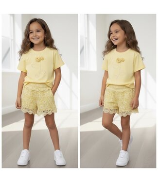 Flower short Set - Geel