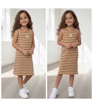 Heart Stripe Dress – Taupe