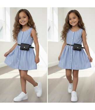 Stripe dress (Met Tasje) - Blauw (Verzenddatum 23 Feb)