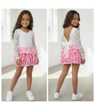 Ruches body skirt Set - Roze/Wit