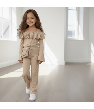 Roses Flared Set  - Taupe