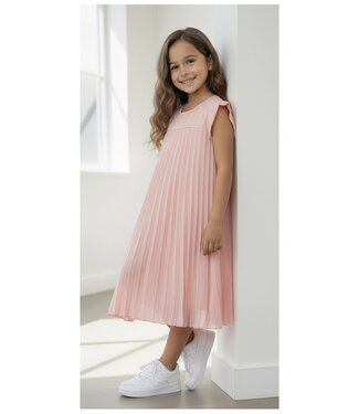 Lange plisse jurk - Lichtroze