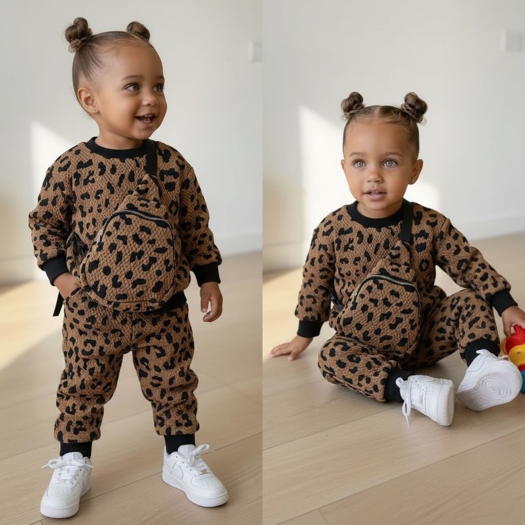Leopard Set - Bruin (Met Tasje)