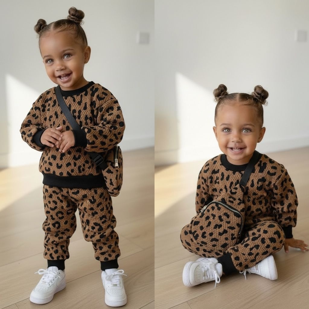 Leopard Set - Bruin (Met Tasje)