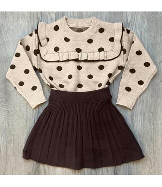 Polkadot trui met plissé rokje