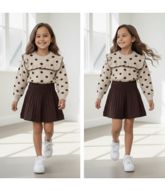 Polkadot trui met plissé rokje