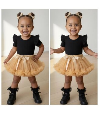 4-delige Tule skirt & Body Set - Beige/Zwart (Verzenddatum 26 Feb)