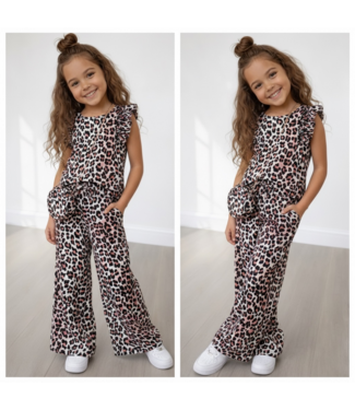 Leopard wide leg set (met tasje) - Rouge (Verzenddatum 26 feb)