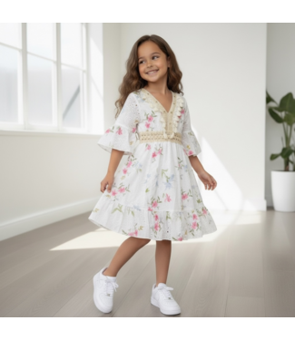 Island Dress - Wit/Roze