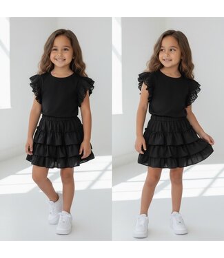 Basic ruffle Top - Zwart