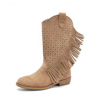 Suede Cowboy Boots - Taupe