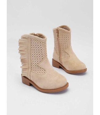 Suede Cowboy Boots - Beige