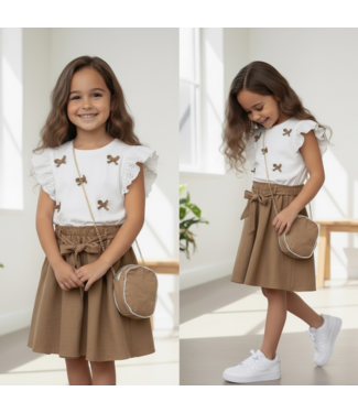 Little bow dress (met tasje) - Marron