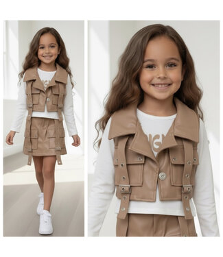 Leatherlook Cargo Set - Beige/Camel