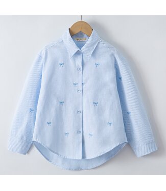 Blouse met strikjes - Blauw