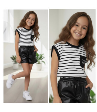 Leatherlook Short & Stripe Shirt