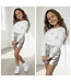 Leatherlook Silver Short & Bow Shirt Set