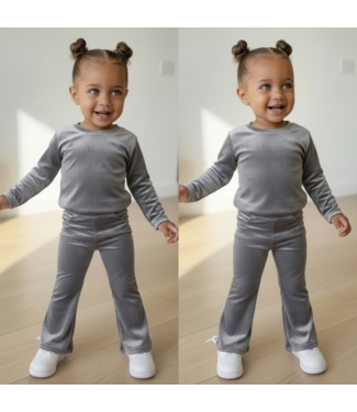 Draakjes en Boefjes Velvet Flared 2-delige set met haarband - Grijs