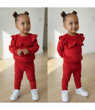 Draakjes en Boefjes Velvet 2-delige set met haar elastiekjes - Rood