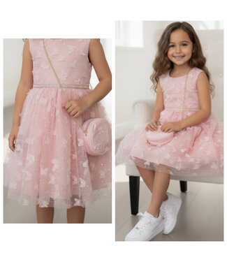 Vlinder jurk met tasje - Zalm