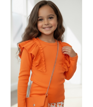 Draakjes en Boefjes Ruffle longsleeve met tasje - Oranje (Verzenddatum 5 maart)