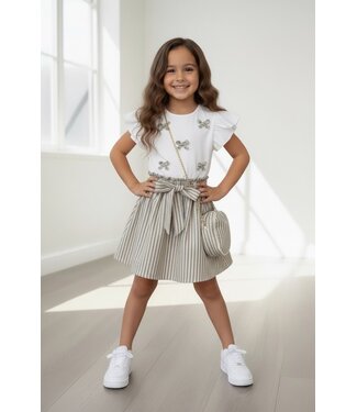 Jurk met strikjes (met tasje) - Beige