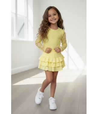 Ruffle Rokje & Lace Body - Geel