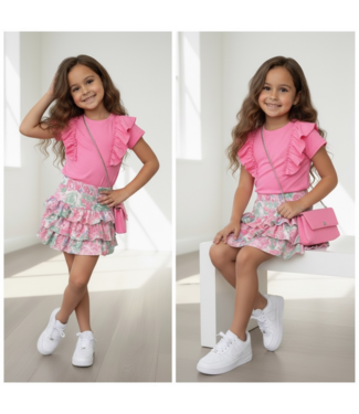 Rozen Rokje & T-Shirt met tasje - Roze