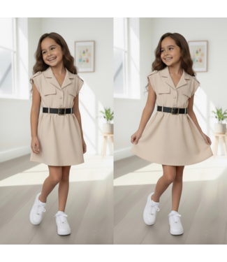 Jurk met riem - Beige