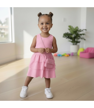 Basic Ruffle Jurk Met Tasje Licht Roze