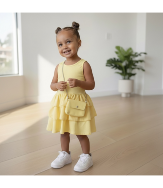 Basic Ruffle Jurk Met Tasje Geel