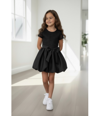Princess Lace Bow Dress- Zwart