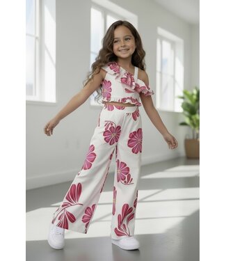 Big Flower Set - Wit/Fuschia